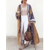 Bohemian Floral Print Loose Open Front Long Sleeve Cardigan