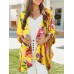 Flower Print Dolman Sleeve Loose Open Front Cardigan