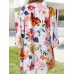 Flower Print Dolman Sleeve Loose Open Front Cardigan