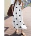 Cottagecore Polka Dot Pocket Lapel Short Sleeve Shirt Dress