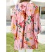 Flower Print Dolman Sleeve Loose Open Front Cardigan