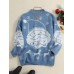 Women Christmas Thermal Knit Cartoon Santa Pattern Casual Sweaters