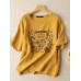 Leisure Letter Knife And Fork Cotton Short Sleeve T  Shirt