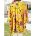 Flower Print Dolman Sleeve Loose Open Front Cardigan