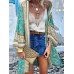 Floral Print Bohemian Open Front Long Sleeve Holiday Cardigan