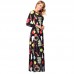 Women Christmas Doughnut Printing Pattern Long Sleeves Dress Skirt