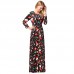 Women Christmas Candle Printing Pattern Long Sleeves Dress Skirt