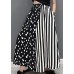 Black White Dot Striped Print Patchwork Wide Leg Pants High Waist Pockets Summer