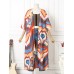 Printing Open Front 3 4 Sleeve Loose Cardigan For Women