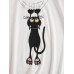 Cartoon Cat Letter Print Round Neck Short Sleeve T  Shirt